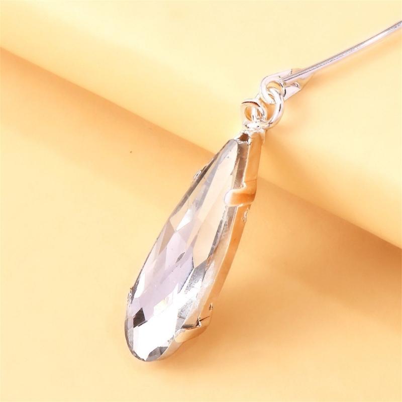 Elegant Drop Shape Ear Clips Featuring High Quality Rhinestones Comfort Fit for Long Wear Sturdy Copper