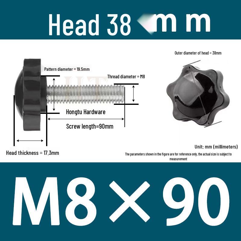 32-Head Rubber Six-Star Plum Blossom Handle Knob M5/M6/M8 Plastic Thumb Screw