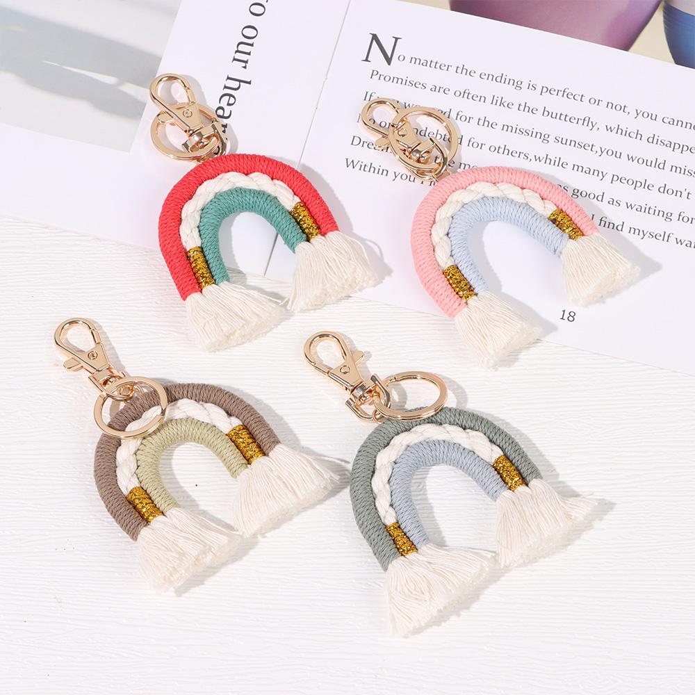 

Bag Hanger Keychain Keyring Rainbow Keychain Tassel Car Keyring Holder Bohemian