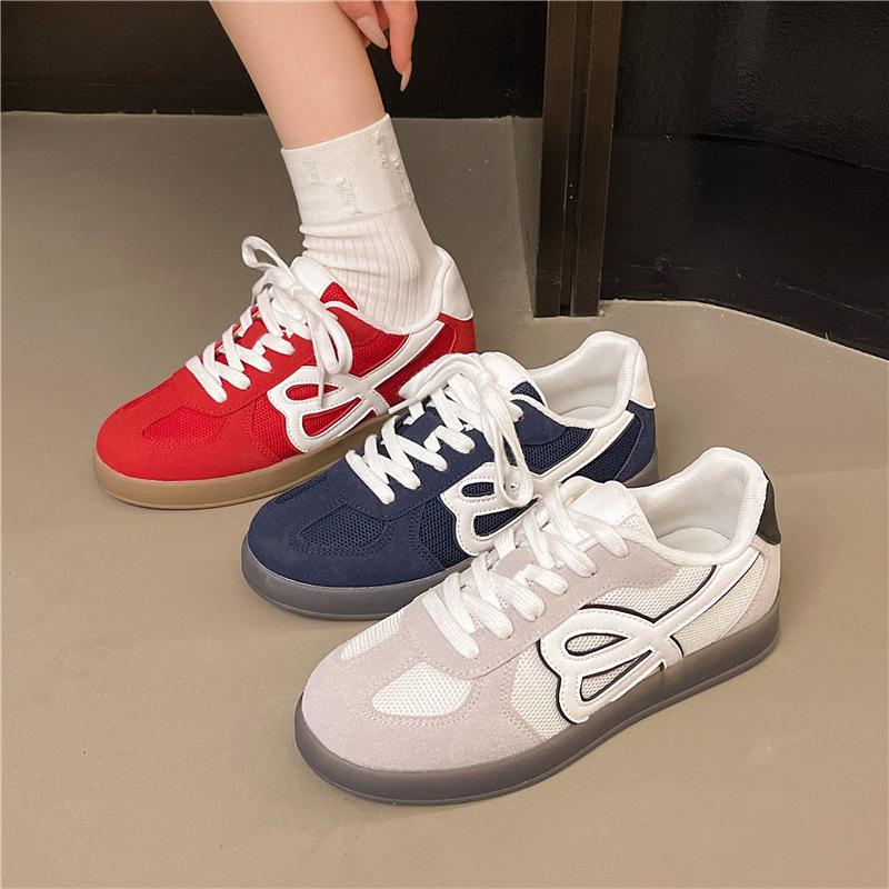 Cowhide version~ genuine leather retro round head German training shoes women's color matching versatile casual sports flat baseplate shoes retro styl