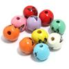 10Pcs 16mm Natural Wooden Beads Colored Butterfly Flower Star Print Spacer Beads For DIY Craft Bracelet Phone Chain Accessories