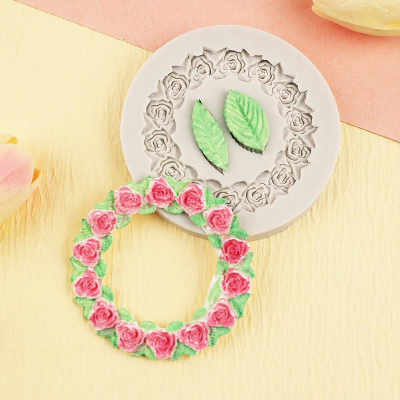 Silikonform för DIY Rosblad Spegelram Fondant Bakform Tårta Chokladform