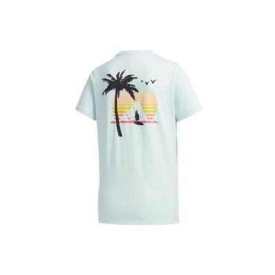 Scenic Pattern Printed Breathable T-Shirt Women Tops Light-Blue FT7941