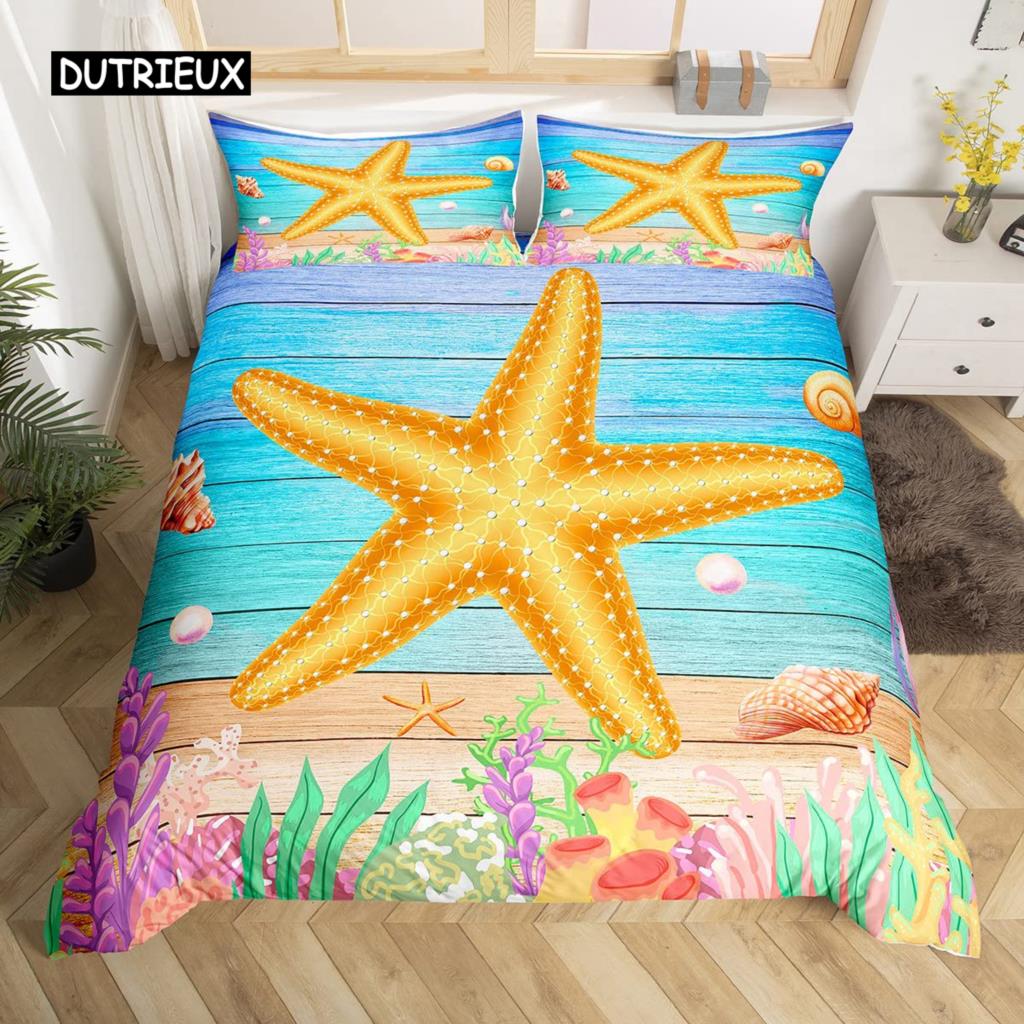 Sea Turtle Duvet Cover Twin Ocean Reptile Tortoise Comforter Cover Nautical Beach Bedding Set Microfiber Coastal Bedspread Cover