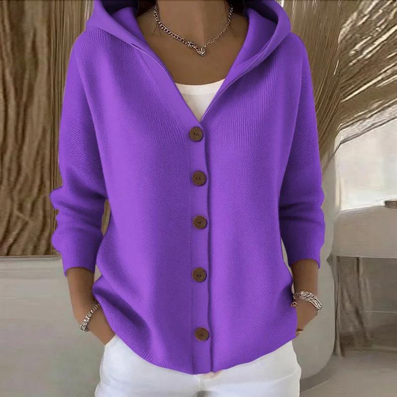 

Осенний однобортный свободный женский свитер, простой модный однотонный вязаный худи, зимний с длинным рукавом, джемпер в стиле харадзюку, кардиган S