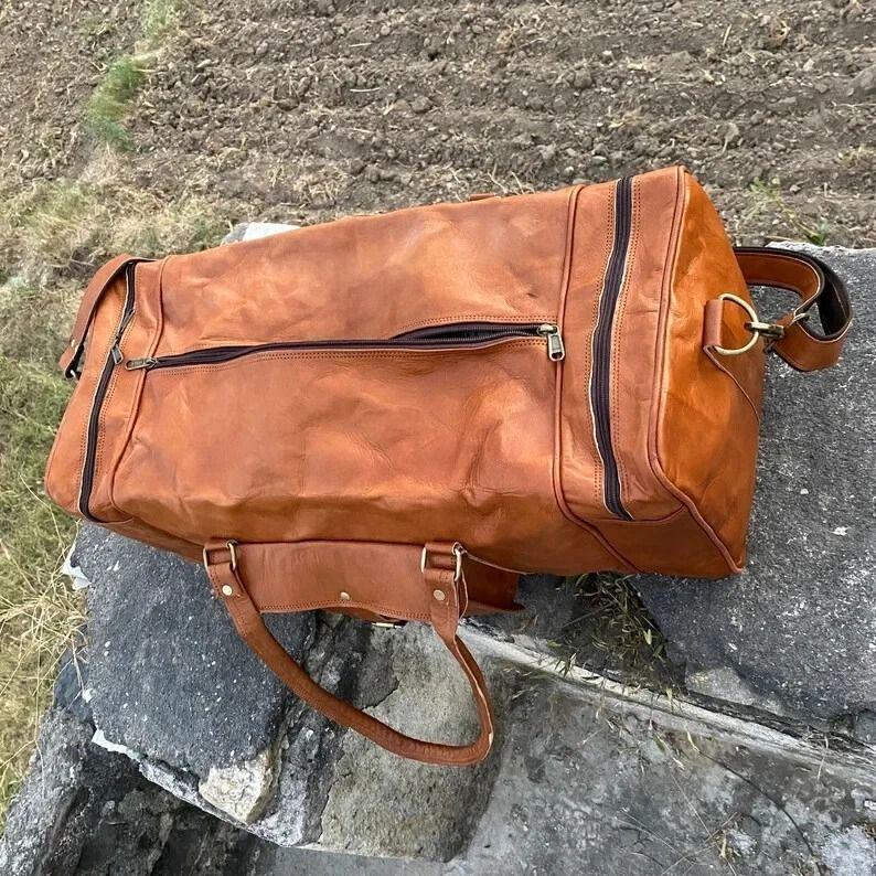 Genuine Leather 'Vintage Gym Weekend Bag Travel Duffle Overnight Luggage Men'