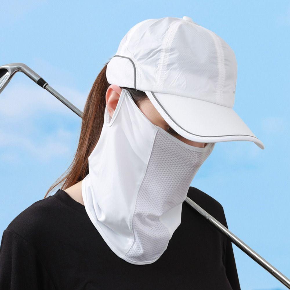 Solid Color Ice Silk Mask UV Protection Neck Wrap Cover Elastic Face Cover  Outdoor