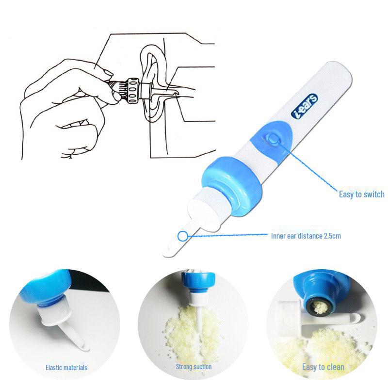 Electric Earwax Suction Cleaner for Children and Adults with Ergonomic Design and Reusable Tips