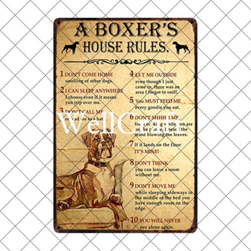 [ WellCraft ] Pet Friend Pug Boxer Dog Life Rules Tin Bath Soap  Metal Signs Posters Vintage Wall Plaque Custom Pub Decor WX-29