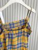 2024 Summer Orange Retro Color Block Plaid Irregular Camisole Sleeveless Top