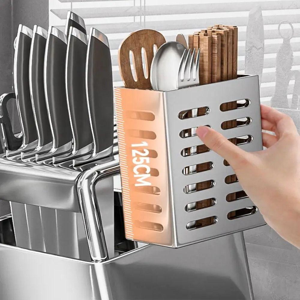 Multifunctional Kitchen Utensil Organizer Drain Tray Tool Storage Rack Cutter Holder  Household