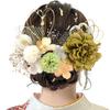 [JZOON] 8 Colors Available Dried Flower Hair Ornament Dahlia Artificial Flower Ornament Japanese Ball Red Hair Accessory Gold Mizuhiki Headpiece