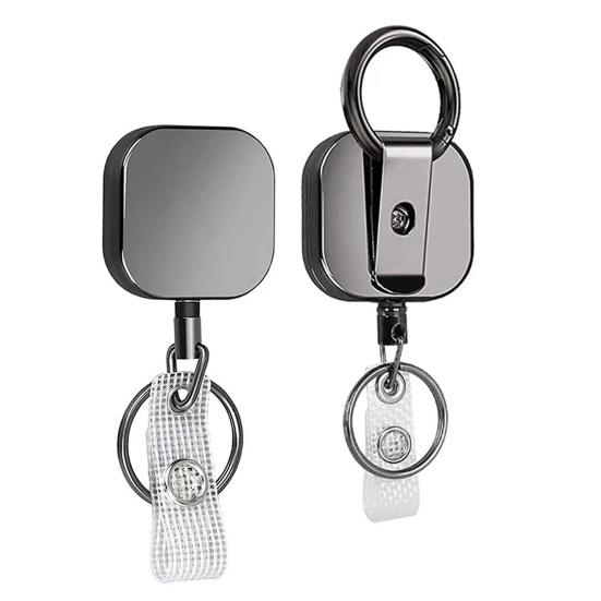 Retractable Lock Heavy-Duty Keychain with Smooth Retractable Reel Mechanism Adjustable Wire Rope Length Belt Clip Badge Holder