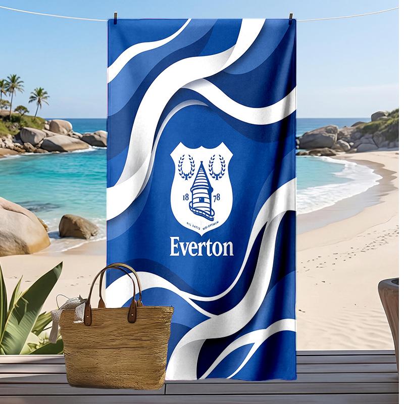 Everton Football Print Beach Towel, Large Soft Quick Dry Towel for Beach Camping Swimming