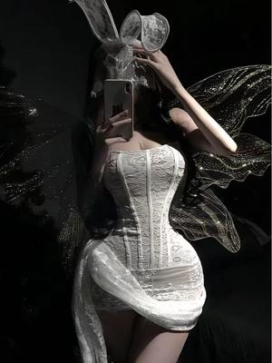 2025 Fall Women's Lace Mesh Off-Shoulder Sheer Bandeau Slim Dress