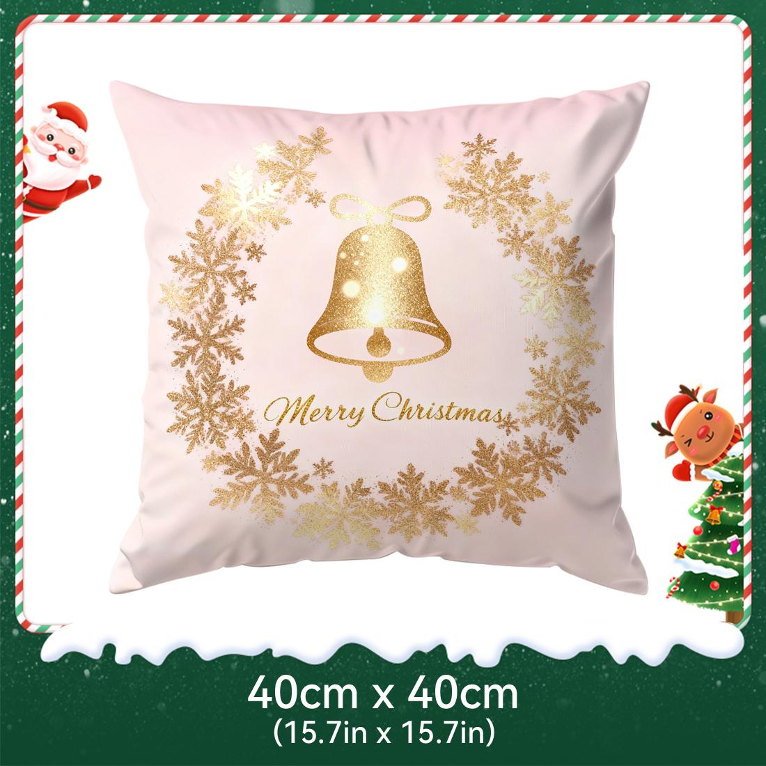 Pink Gold Christmas Theme Cushions Pillowcase Polyester Cushion Cover Throw Pillow Pillowcover Home Car Sofa Decor 4PCS