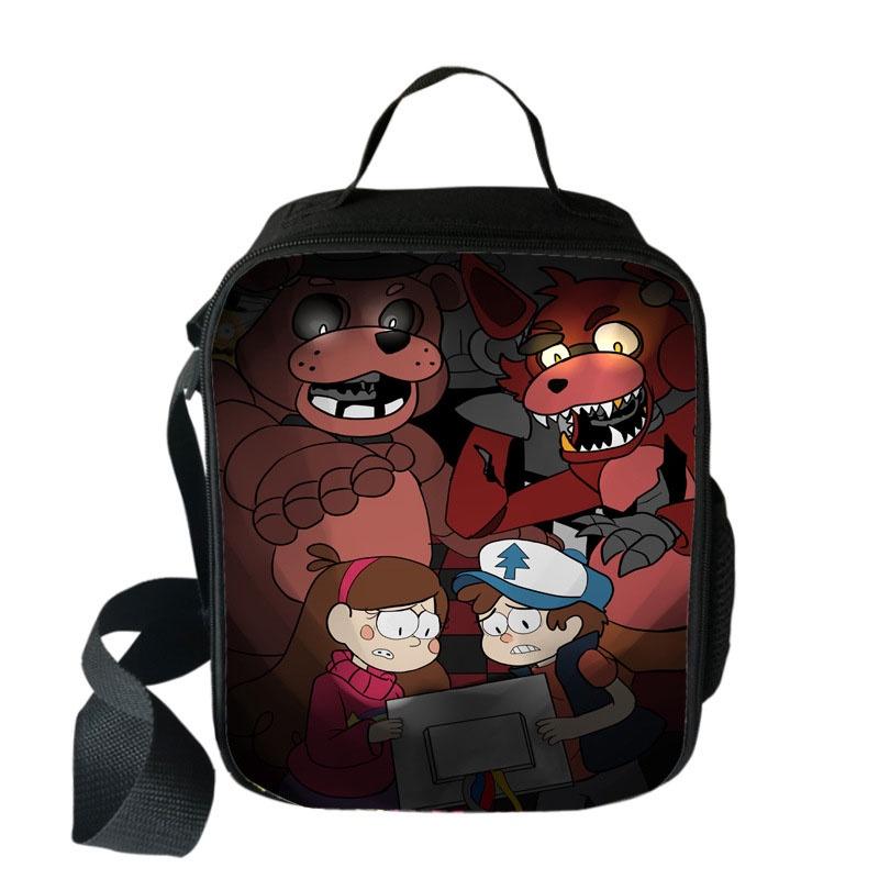 Izolovaná taška na oběd Five Nights At Freddy's s velkou kapacitou a síťovanou kapsou