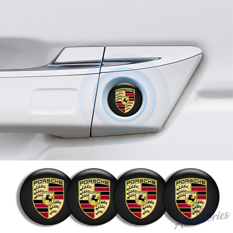 AAX1 4pcs 20mm Car Door Keyhole Lock Protection Sticker Accessories For Porsche Panamera Cayenne 911 718 Macan Carrera-GT 944 Sticker