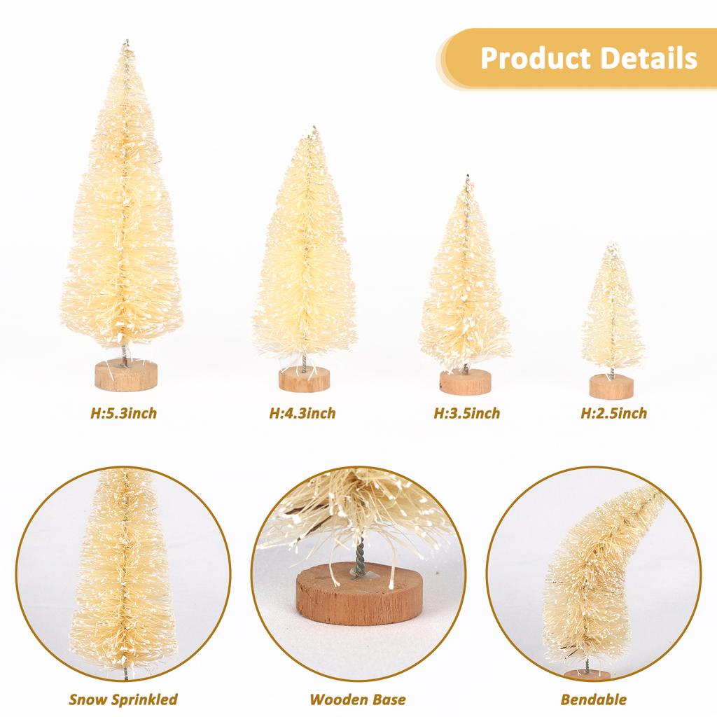 OurWarm 8Pcs Mini Christmas Trees, Small Xmas Tree for Tabletop Xmas Decor Village Crafts Winter Holiday Table Decorations