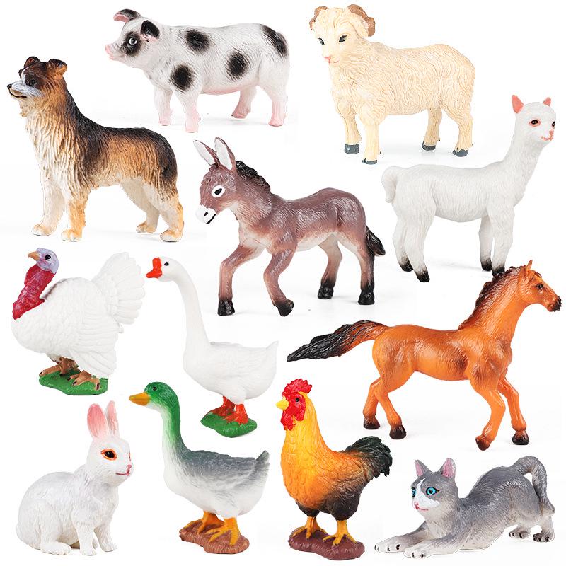 Mini Farm Animal Figurines: Chicken, Duck, Goose, Pig, Dog, Cat, Horse, Sheep