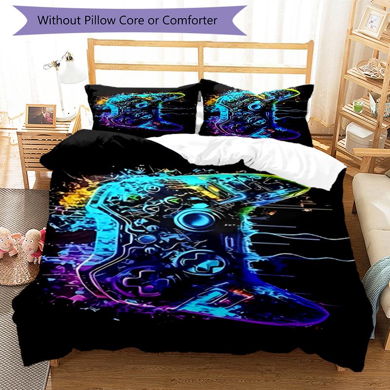 3pcs Game Controller Bedding Set Duvet Cover Closure Includes 1 Duvet Cover & 2 Pillowcases, Soft and Comfortable for All Seasons.