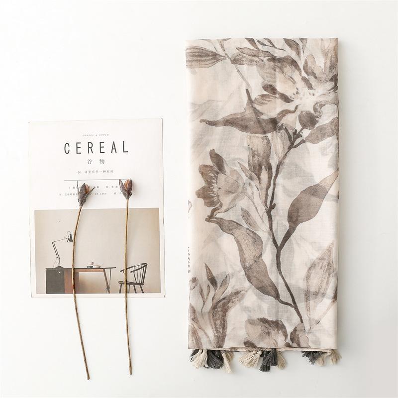 Luxury Cotton Linen Feeling Women Viscose Scarf Summer Beach Shawl Designer Tassel Pashmina Muslim Hijab Wrap Lady