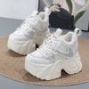 Fashion 12CM Microfiber Leather Chunky Sneaker Loafer Spring Autumn Platform Wedge Vulcanize Vulcanize High Bran Women Shoes 34-39