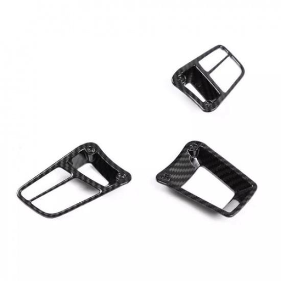 3x Carbon Fiber ABS Steering Wheel Panel Button Trim For Porsche Macan 2014-