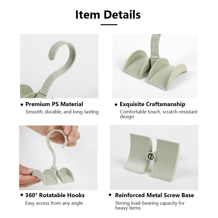 Rotatable Clothes & Bag Hanger Rack, Multifunctional Hook Wardrobe Bag Storage, Backpack Closet Storage Organizer