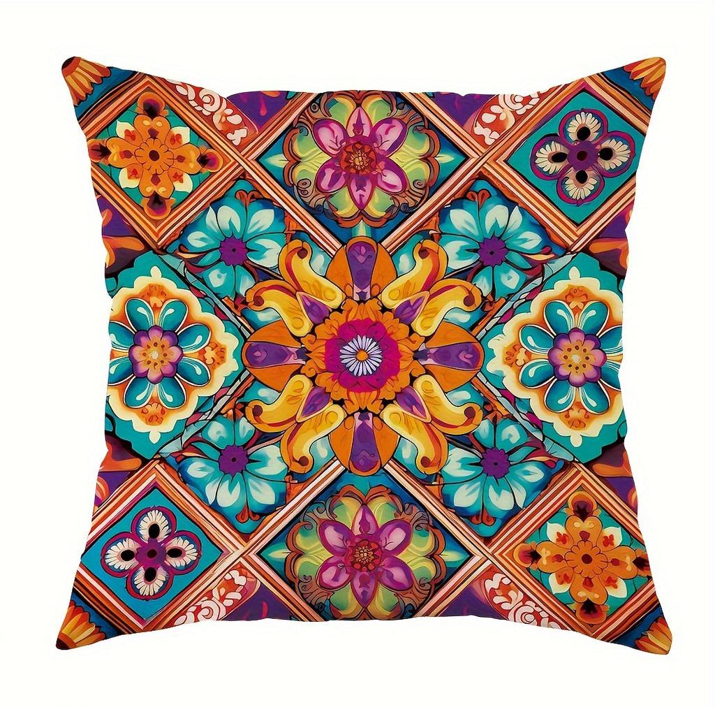 Pcs Boho Mandala Pillow Covers Colorful Ethnic Floral Decorative Pillowcases for Sofa Bedroom Living Room Home Decor