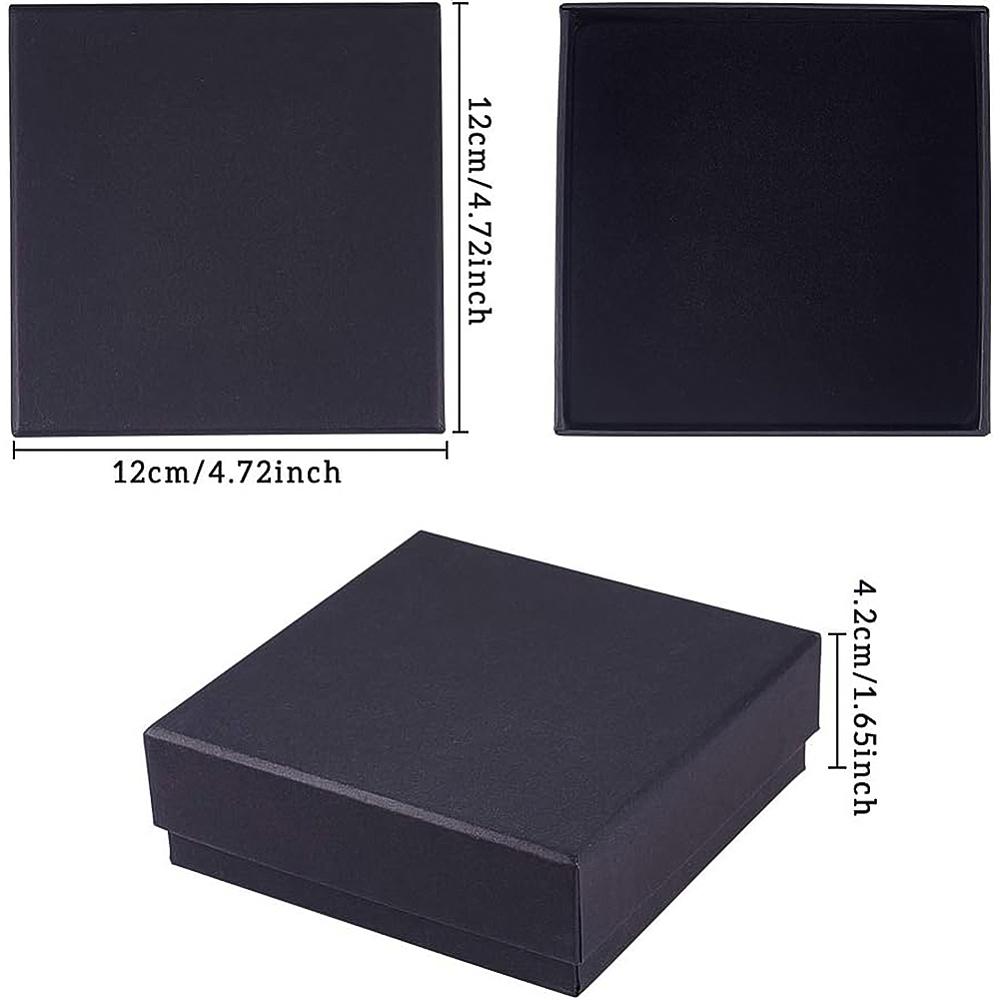8pcs Kraft Paper Jewelry Boxes with Sponge Square Black 12x12x4.2cm