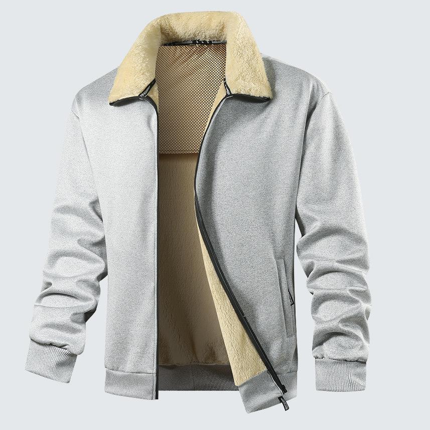 Men's Casual Cargo Long Sleeve Sherpa Lined Jackets With Pockets Outdoor Warm Fall Winter Outwear Jacket Zipper Up Fleece Coats for Men