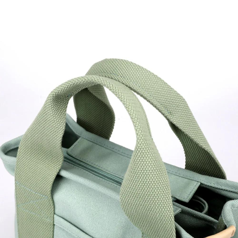 Women Small Bag with Zipper Fashion Lady Single Shoulder Portable Thickened Canvas Mobile Phone Bucket Tote Bag