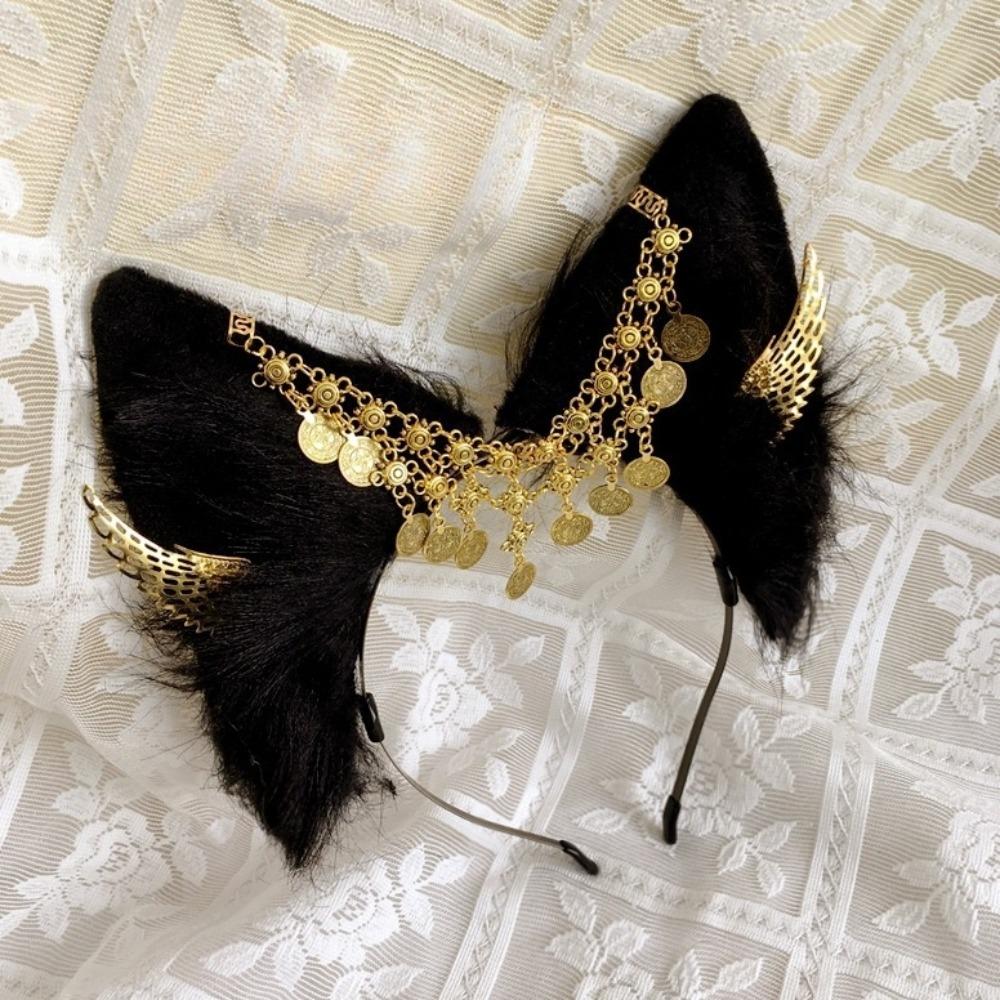 Tassel Animal Ears Hairband Golden Wings Egypt Style Headwear Hair Styling Accessory