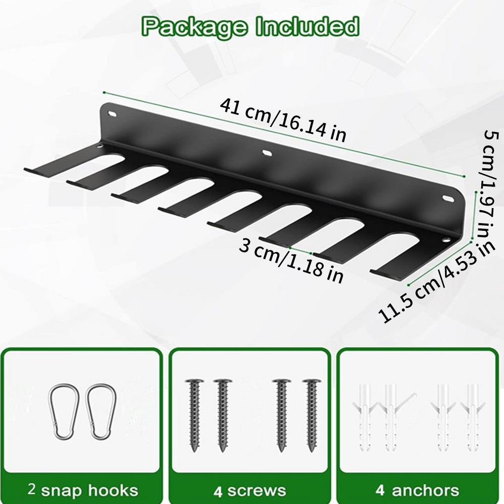 Настенный держатель для бейсбольной биты, настенный держатель для хранения бейсбольной биты, многослотовый органайзер для демонстрации инвентаря для командных видов спорта, школьный спортзал, гараж чёрный