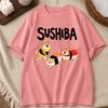 New Summer Sushi Dog Tshirt Retro Unisex And Unisex Couples Short Sleeve Loose Tshirt Funny Cartoon Dog Sushi Lover Cute Tshirt