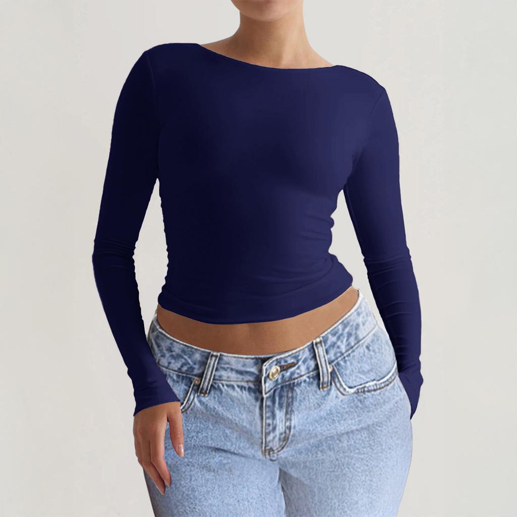 Y2K Hot Girl Slim Long Sleeve Solid Color Bottoming Shirt Women's 2025 Autumn and Winter