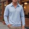 Men's Long Sleeve Jacquard Half-Zip Pullover Hoodie with Lapel for Spring and Autumn