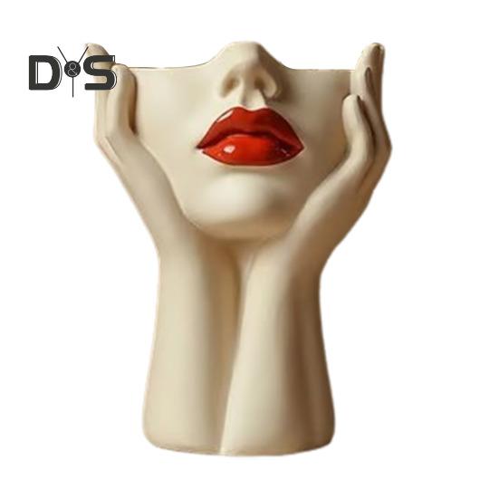 

Держатель для ручек с женским контуром, художественная ваза ручной работы в форме женской головы, минималистичный держатель для кистей для макияжа для дома, гостиной, книжной полки, декора B