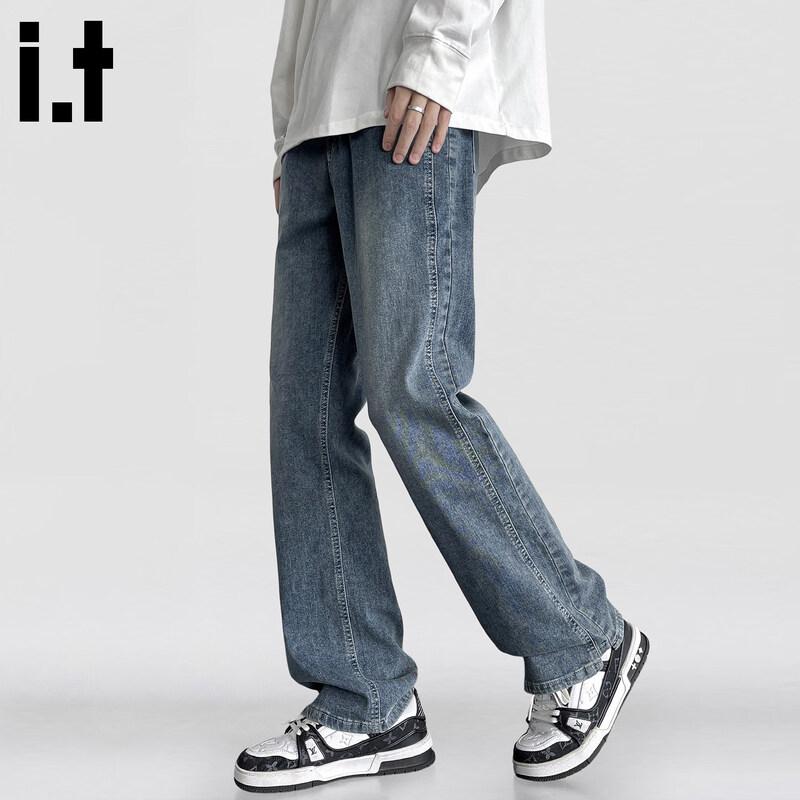CHOCOOLATEit Men's American Retro Washed Loose Straight-Leg Jeans