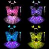 LED Children Costume Props Girls Skirts Angel Luminous Wings Flashing Butterfly Skirt Lights Suit 2-8year Easter Valentines Day