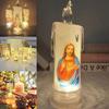 Jesus Catholic Christian Religious Ceremony Virgin Electronic Flameless LED Devotional Prayer Candles Light Religious Decoration