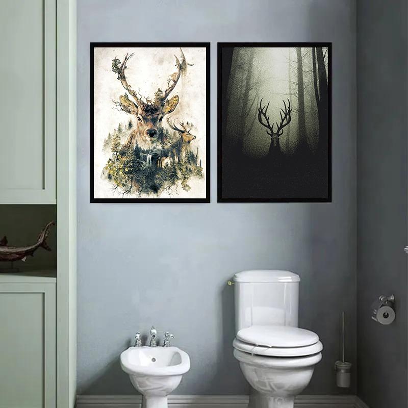 Lovely Animal Wild Deer Canvas Poster Cute Jungle Angel Wall Art Picture for Living Room Bedroom Club Bar Modern Home Decor Gift