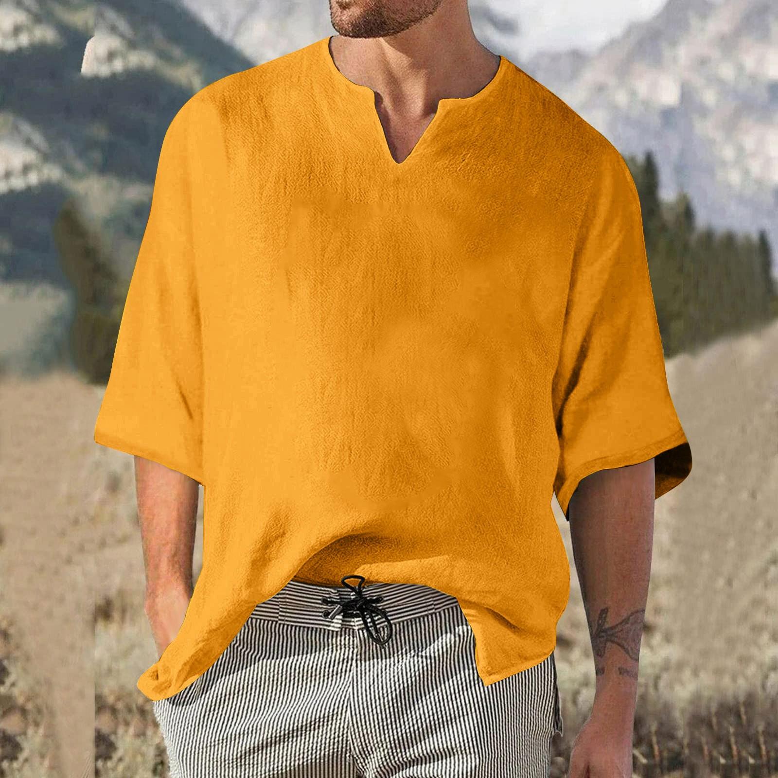 Мужской однотонный плиссированный топ с рукавом четверть — фото 7