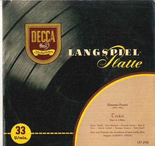 

LP Record ALBERTO EREDE, CHOR UND ORCHESTER D - Puccini Tosca Oper In 3 Akten LXT2730PROMO DECCA Germany Classical Used