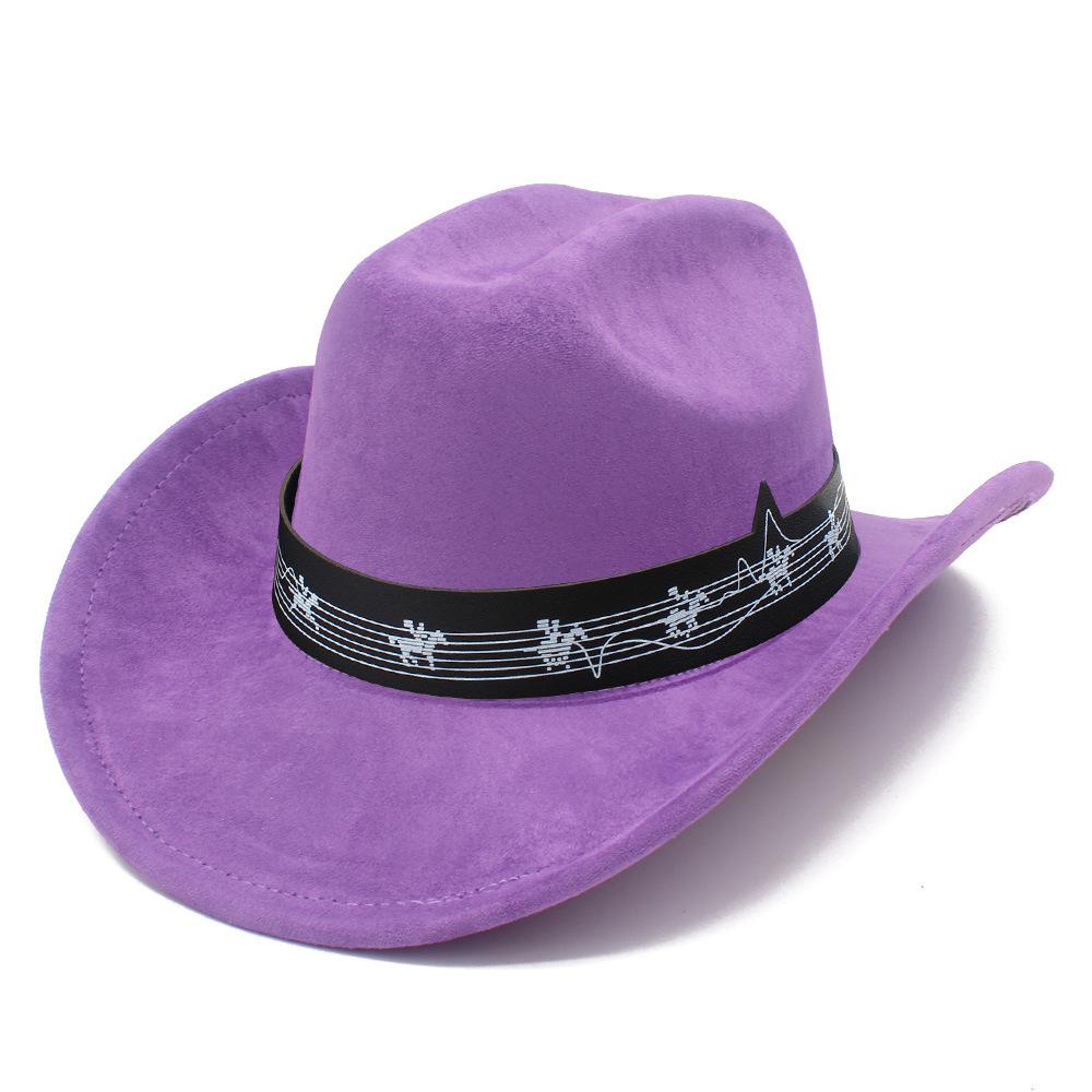 Fashion Music Festival Elements Suede One-word Cowboy Hat Multi-color Optional Male and Female Couples Festival Performance Hat