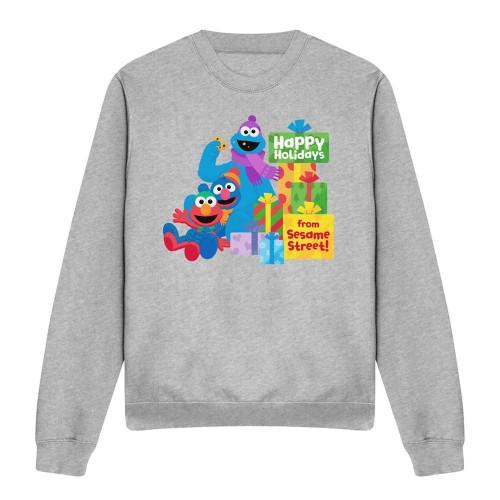 Sesame Street Unisex Adult Happy Holidays Heather Christmas Sweatshirt