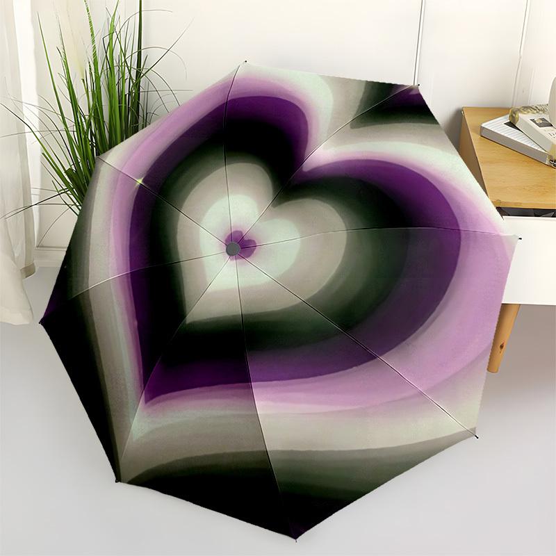 1pc Heart Shape Automatic Open, Sturdy Iron Frame, Compact Folding Design, All-Season Portable Umbrella for Women & Men, Outdoor Umbrella yy