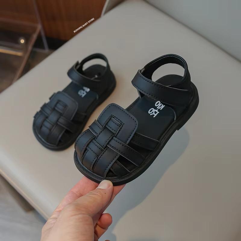 

Toddler Girls Cute Lightweight Black Braided Closed Toe Sandals Children Soft Soled Non-slip Silver Sandals for Kids Girl I03194 21 чорний