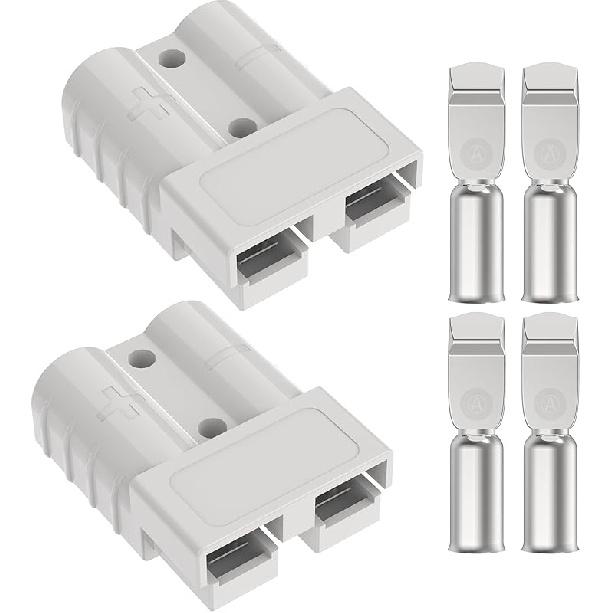 Anderson Connector 50A-600V With 6-12 Gauge, Gray 10PCS Battery Quick Connect/Disconnect Battery Quick Connector Wire Harness Plug Kit For Winch,